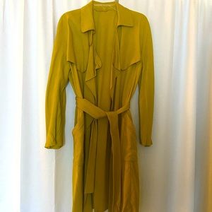 Gorgeous Zara Chartreuse Flowy Trench Coat